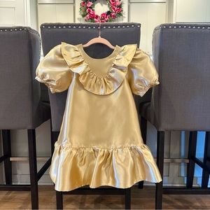 Janie & Jack Gold Puff Sleeve Dress✨Size 8
